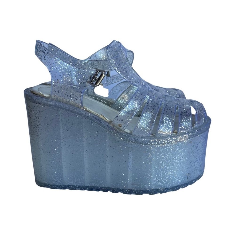 unif hella jelly glitter platform sandals size 6